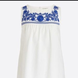 J Crew factory linen blend embroidered dress